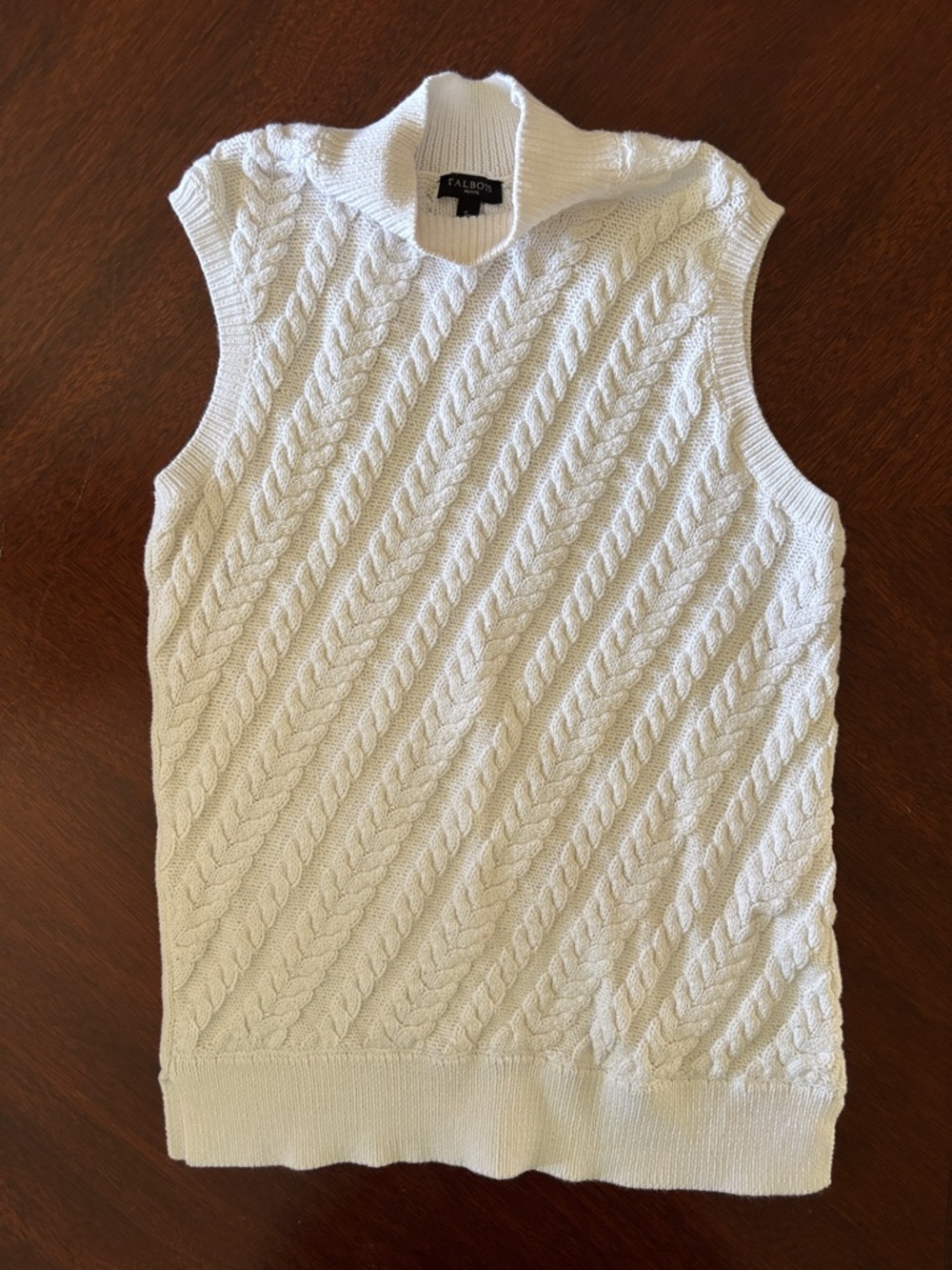 Talbots Cream Cable Knit Mock Neck Sweater Vest